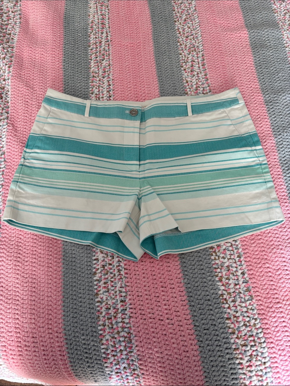 Michael Kors Aqua & White Striped Bermuda Shorts